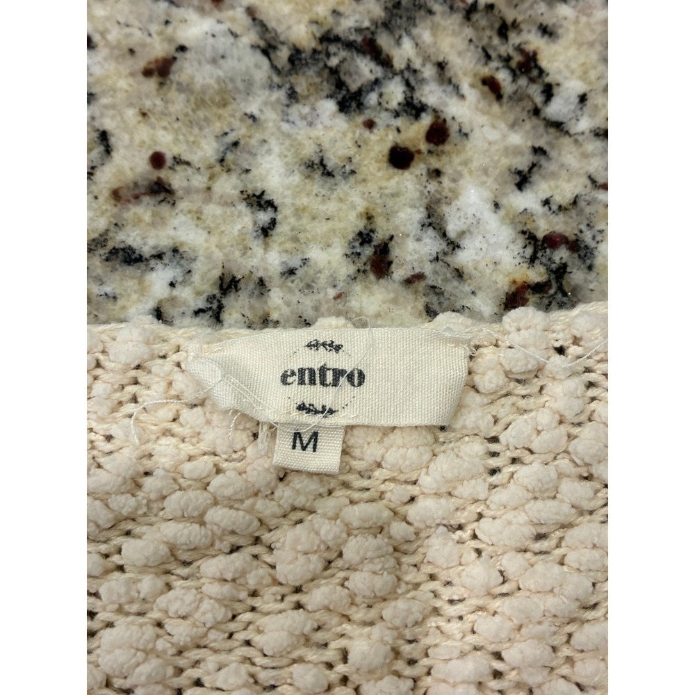 Entro Boho Cream Chunky Popcorn Knit Oversized Sweater Exposed Seams M - Picture 6 of 8
